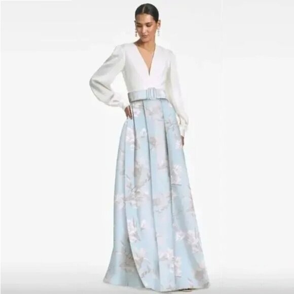 NWT SACHIN + BABI Dress Evening Gown NEW Zoe Ivory Sky Venetian Petals Floral - Picture 1 of 13